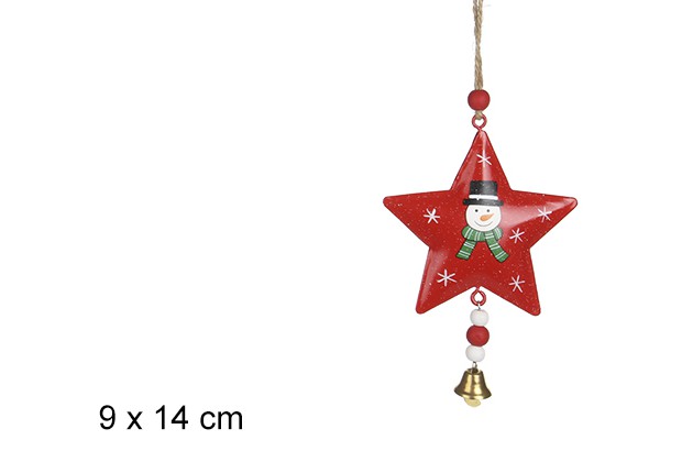 Metal star Christmas bell pendant