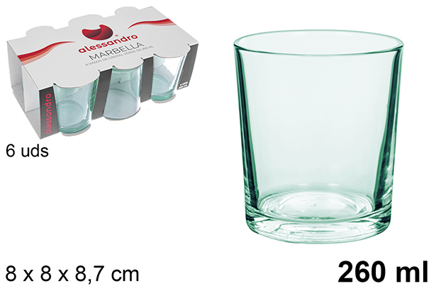 [123401] Pack 6 copos de vidro verde Marbella 260 ml