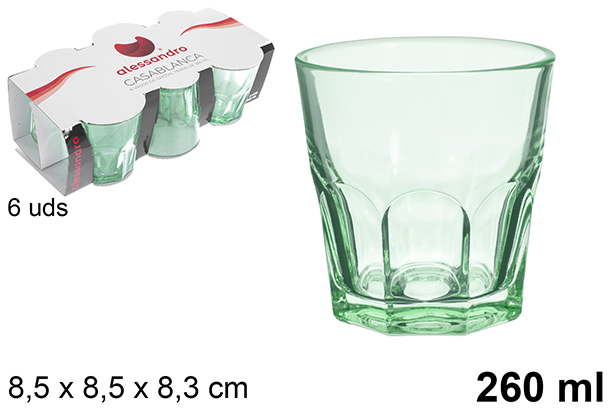 [123403] Pack 6 bicchieri in vetro verde Casablanca da 260 ml