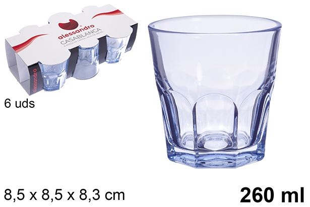 [123404] Pack 6 vasos cristal azul Casablanca 260 ml