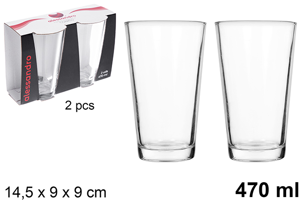 [123408] Pack 2 bicchieri conici in vetro 470 ml