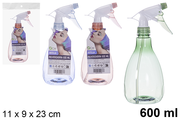 [123410] Plastic spray bottle, assorted colors 600 ml