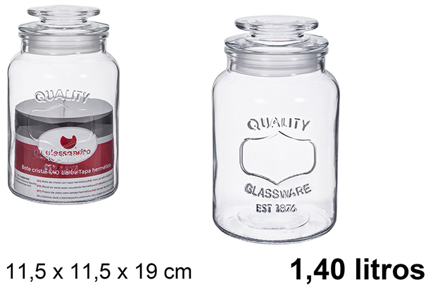 Barattolo di vetro con coperchio ermetico 1,40 litri
