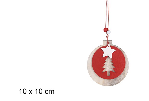 Ciondolo in legno albero di Natale 10 cm