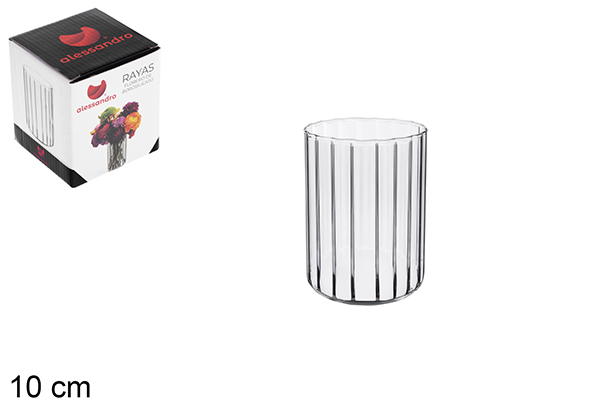 Striped borosilicate vase 10 cm