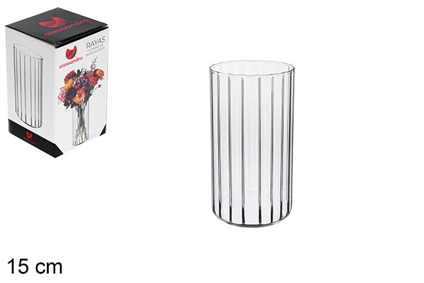 Vaso de borosilicato às riscas 15 cm