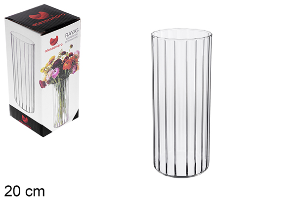 Vase en borosilicate rayé 20 cm