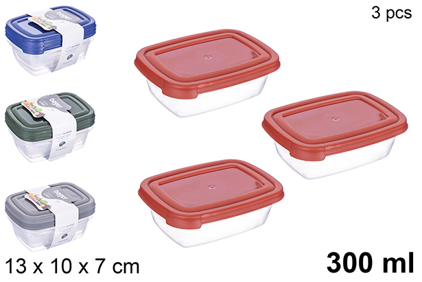 [123467] Set of 3 rectangular lunch boxes 