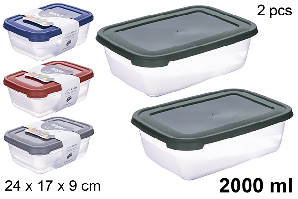 [123471] Ensemble de 2 boîtes à lunch rectangulaires – 2000 ml