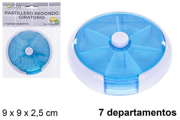 [123478] Round rotating pill box with 7 compartments