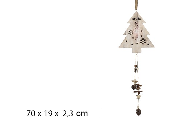 Ciondolo per albero di Natale in legno con luce
