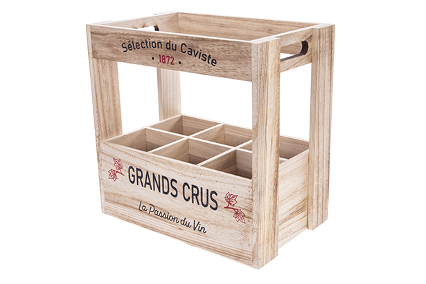 Caja madera para 6 botellas decorado letras Navidad 32x20x13 cm