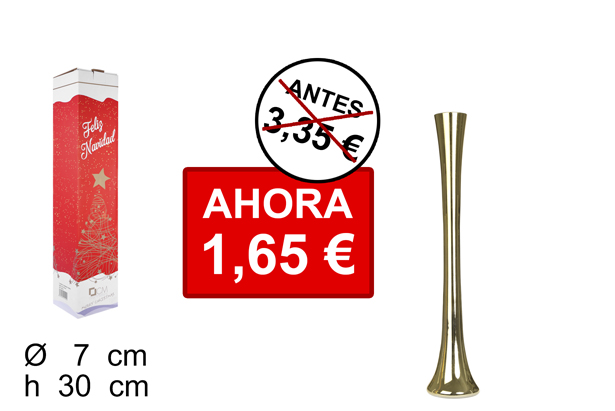 Florero cristal Navidad redondo oro 30 cm