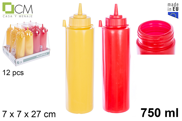 Bote ketchup/mostaza boca ancha 750ml