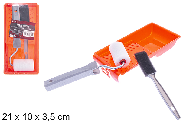 Set pintor (bandeja + rodillo 5 cm + pincel esponja)