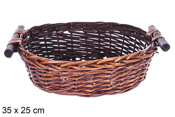 Panier ovale en acajou Vinalma 35x25 cm