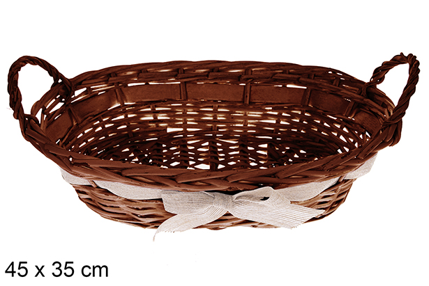 Panier ovale en acajou avec nœud Trevonel 45x35 cm