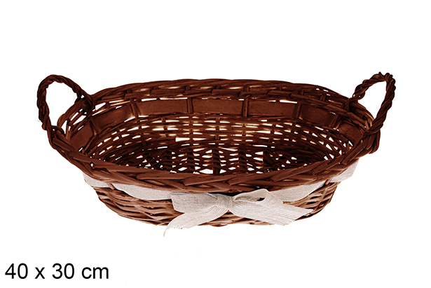 Cesto oval de mogno com laço Trevonel 40x30 cm