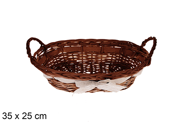 Cesta ovalada caoba con lazo Trevonel 35x25 cm