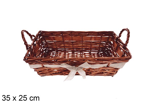 Cesta rectangular caoba con lazo Vamirel 35x25 cm 