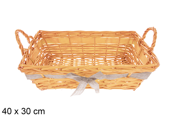 Cesta rectangular miel con lazo Vamirel 40x30 cm