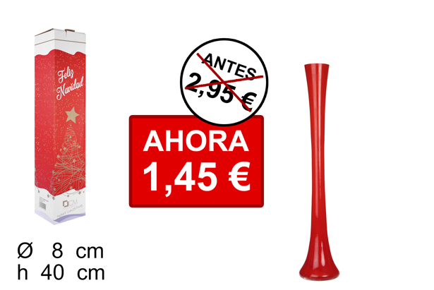 Florero cristal Navidad redondo rojo 40 cm