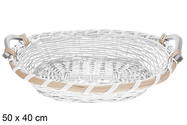 Cesto oval branco Avelia 50x40 cm
