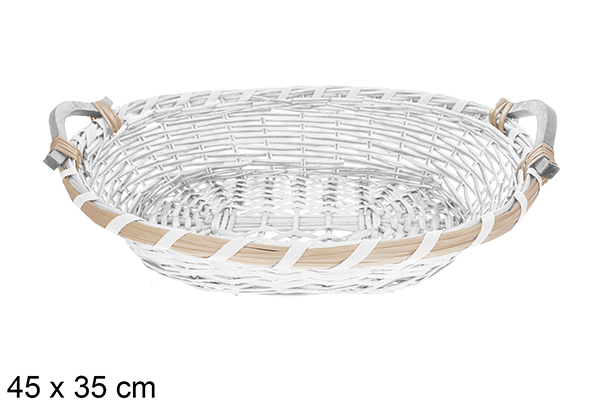 Panier ovale blanc Avelia 45x35 cm