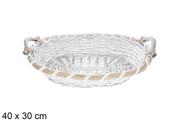 Cesta ovalada blanca Avelia 40x30 cm
