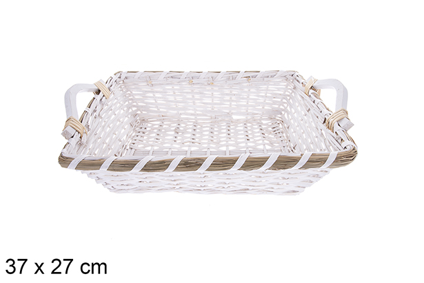 Avelia white rectangular basket 37x27 cm 