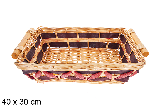 Cesto retangular bicolor Flor 40x30 cm
