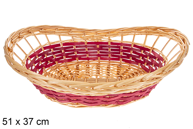 Cestino ovale Lexira miele/rosso 51x37 cm