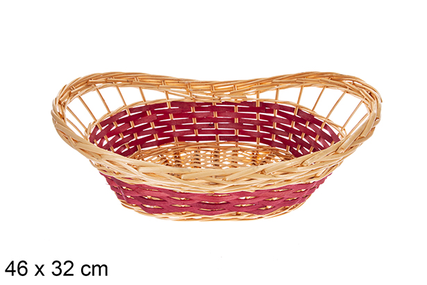 Cestino ovale Lexira miele/rosso 46x32 cm