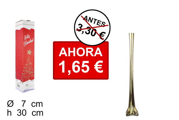 [100185] Vaso de vidro natalino quadrado dourado 30 cm