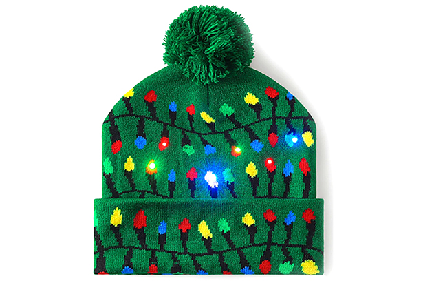 Green Christmas hat with LED