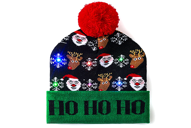 Gorro ho ho ho navidad con led