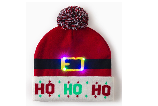Bonnet de Noël ho ho ho avec LED