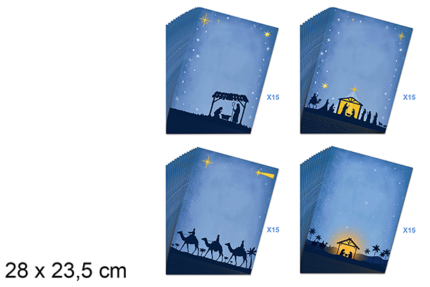 60 hojas decoradas nacimiento de Jesús 28x23.5cm