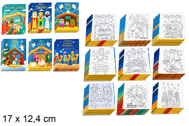 12 dibujos navideños para colorear 17x12.4cm