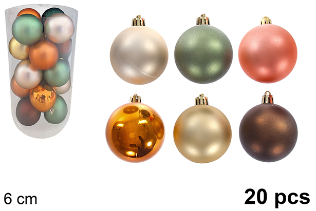 Pack 20 palline cilindriche glitterate/opache assortite 6 cm