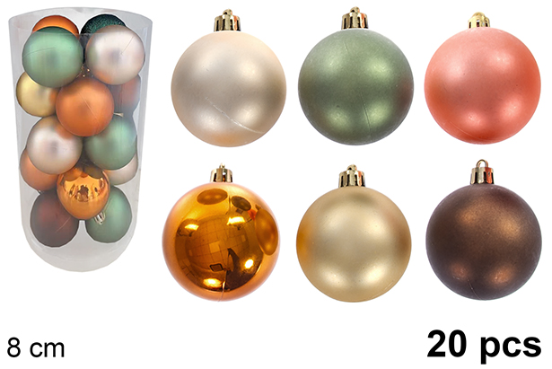 Pack 20 palline cilindriche glitterate/opache assortite 8 cm