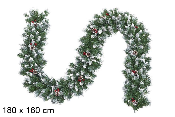 Rama verde/blanca decorativa Navidad 180x160 cm