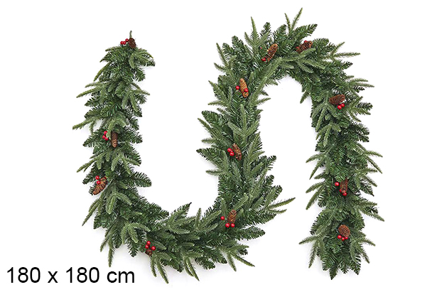 Decorative green branch for Christmas, 180x180 cm