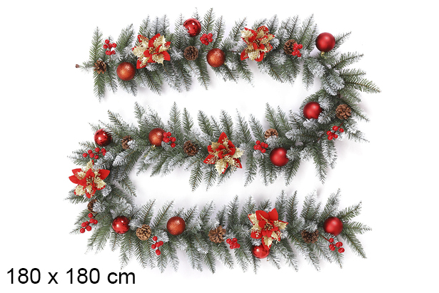 Ramo de Natal decorativo verde/vermelho 180x180 cm