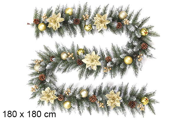 Branche de Noël décorative verte et dorée 180x180 cm