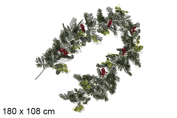 Decorative green branch for Christmas, 180x108 cm