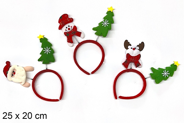 Diadema Navidad surtidos 25x20 cm