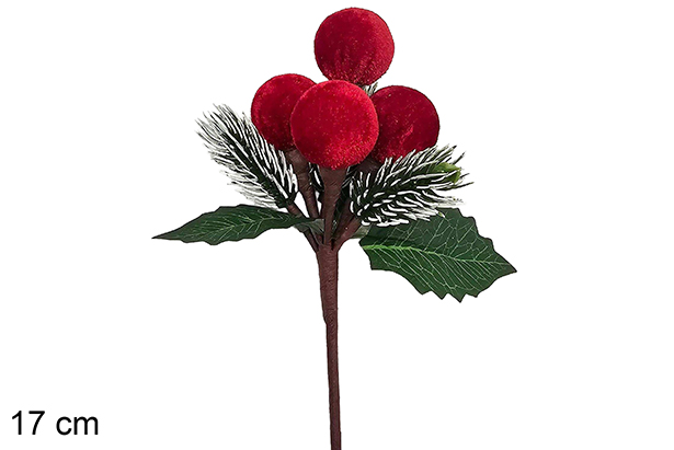 Branche de Noël rouge 17 cm