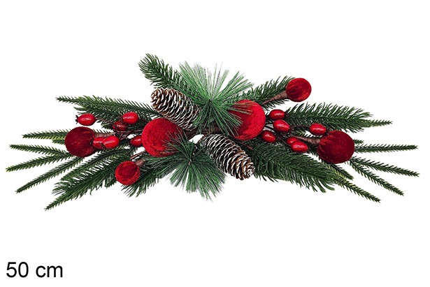 Ramo de Natal verde/vermelho de 50 cm