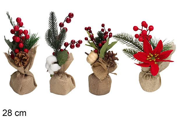 Planta Navidad base lino 28 cm